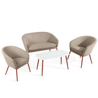 GARTENMÖBELSET SOLIS Gartenlounge-Set, hellbraun/rot - Hellbraun, Textil/Metall - KONSIMO®