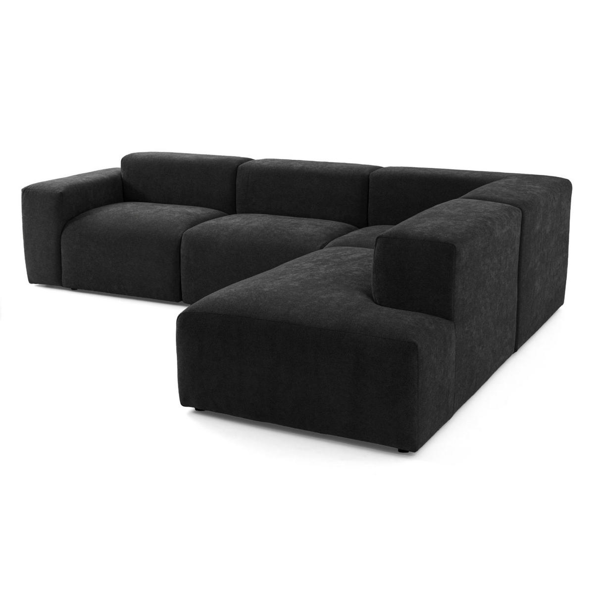 4-SITZER modulares Ecksofa HEAVEN SET 2 Rechts, Breite 300 cm Webstoff Schwarz - Schwarz, Holz/Kunststoff (245/300cm) - Muffo