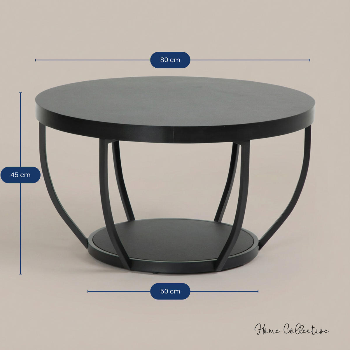 COUCHTISCH 80 cm Breite in Schwarz - Schwarz, Holzwerkstoff (80/80/45.5cm) - Home Collective