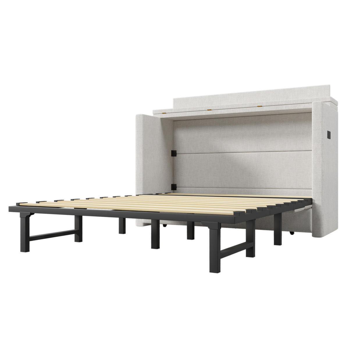 SCHRANKBETT 140/200 cm DE-04949, mit USB+Typ-C, Schublade und Ablagefach in Beige - Beige, Holzwerkstoff (140/200cm) - ComfortXL