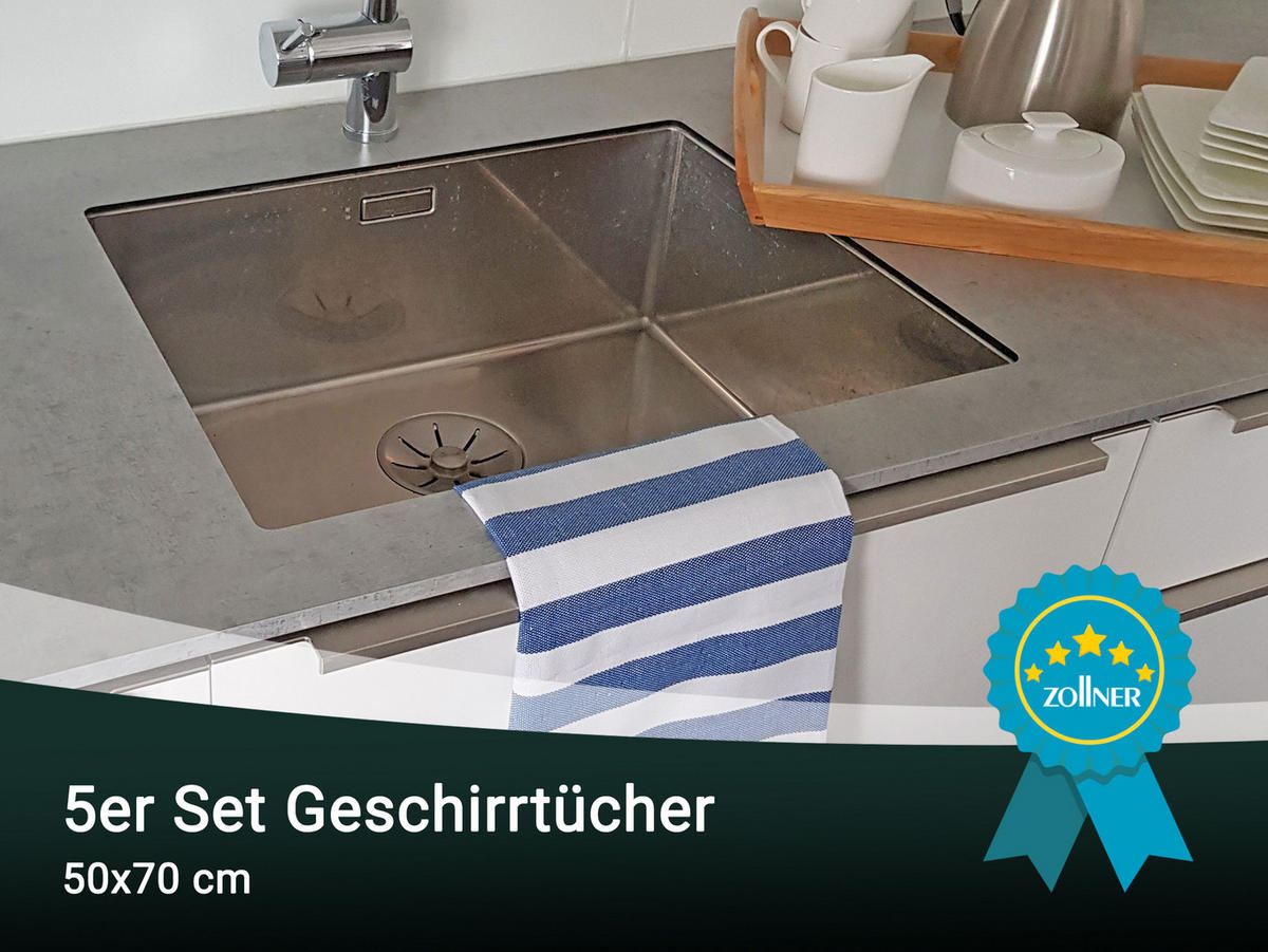 GESCHIRRTÜCHER, 5er-Set, 50x70 cm, 100% Baumwolle, Blau - Blau, Textil (50/70cm) - Zollner