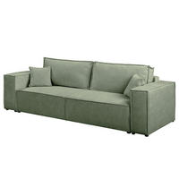 SCHLAFSOFA - Bouclé - Schwarz/Grün, Kunststoff/Textil (255/70/105cm) - home24