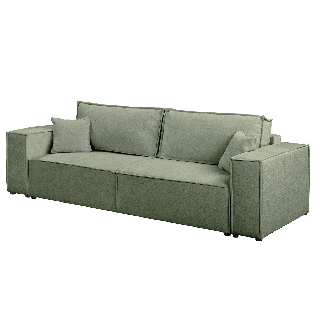 SCHLAFSOFA - Bouclé - Schwarz/Grün, Kunststoff/Textil (255/70/105cm) - home24