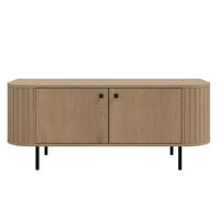 LOWBOARD Halay Eiche Cremona, 2 Türen Moderne Rillenstruktur 123 cm, mit runden Kanten - Eichefarben/Schwarz, Holzwerkstoff/Metall (123/50/42.3cm) - AX Living