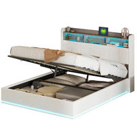 POLSTERBETT 140x190 cm Samt mit LED Kopfteil, Lattenrost und USB Typ-C Funktion - Weiß, Holzwerkstoff (140/190cm) - Novahome
