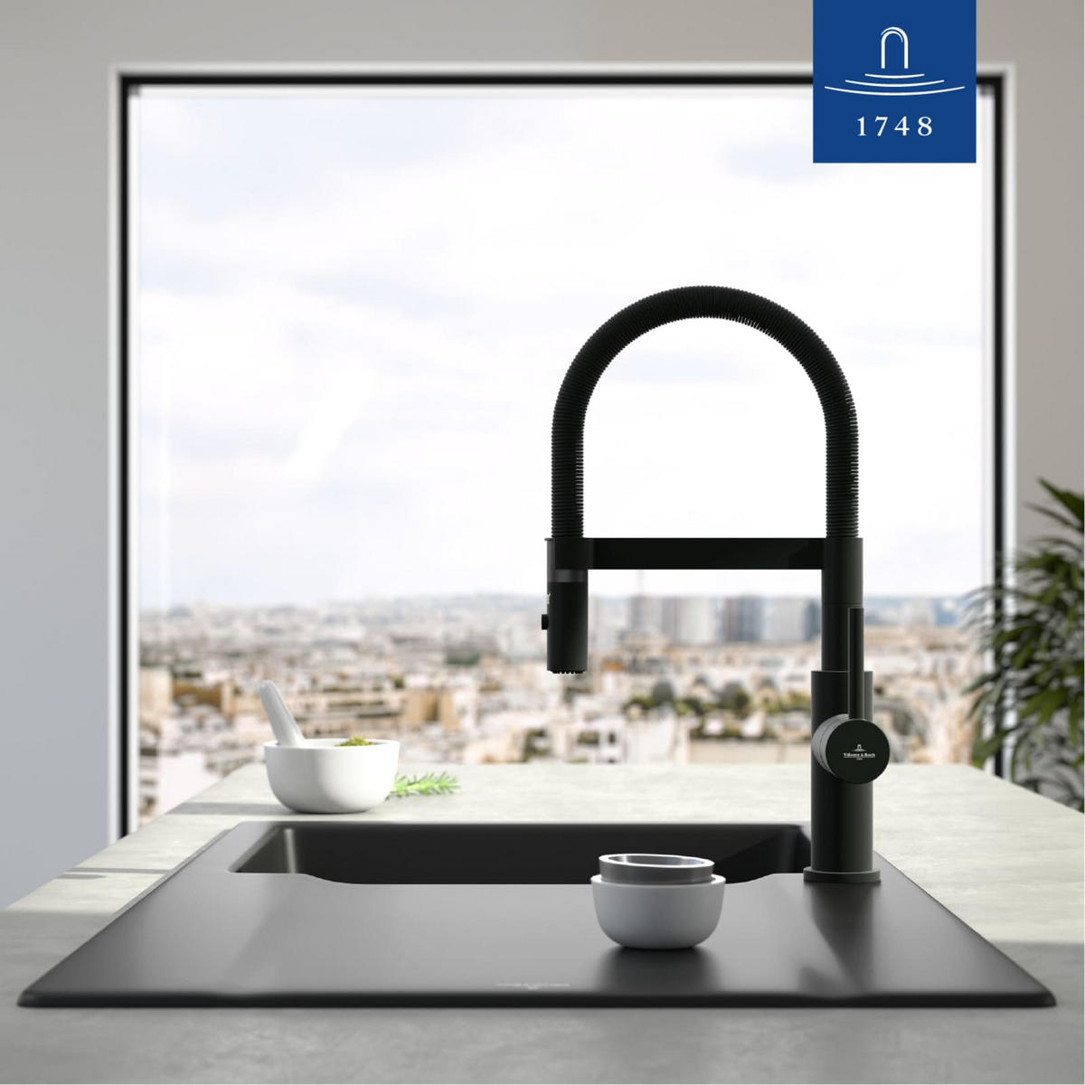 KÜCHENARMATUR Steel Expert Compact schwarz 14,3 cm - Schwarz, Metall (4.2/40/22cm) - Villeroy & Boch