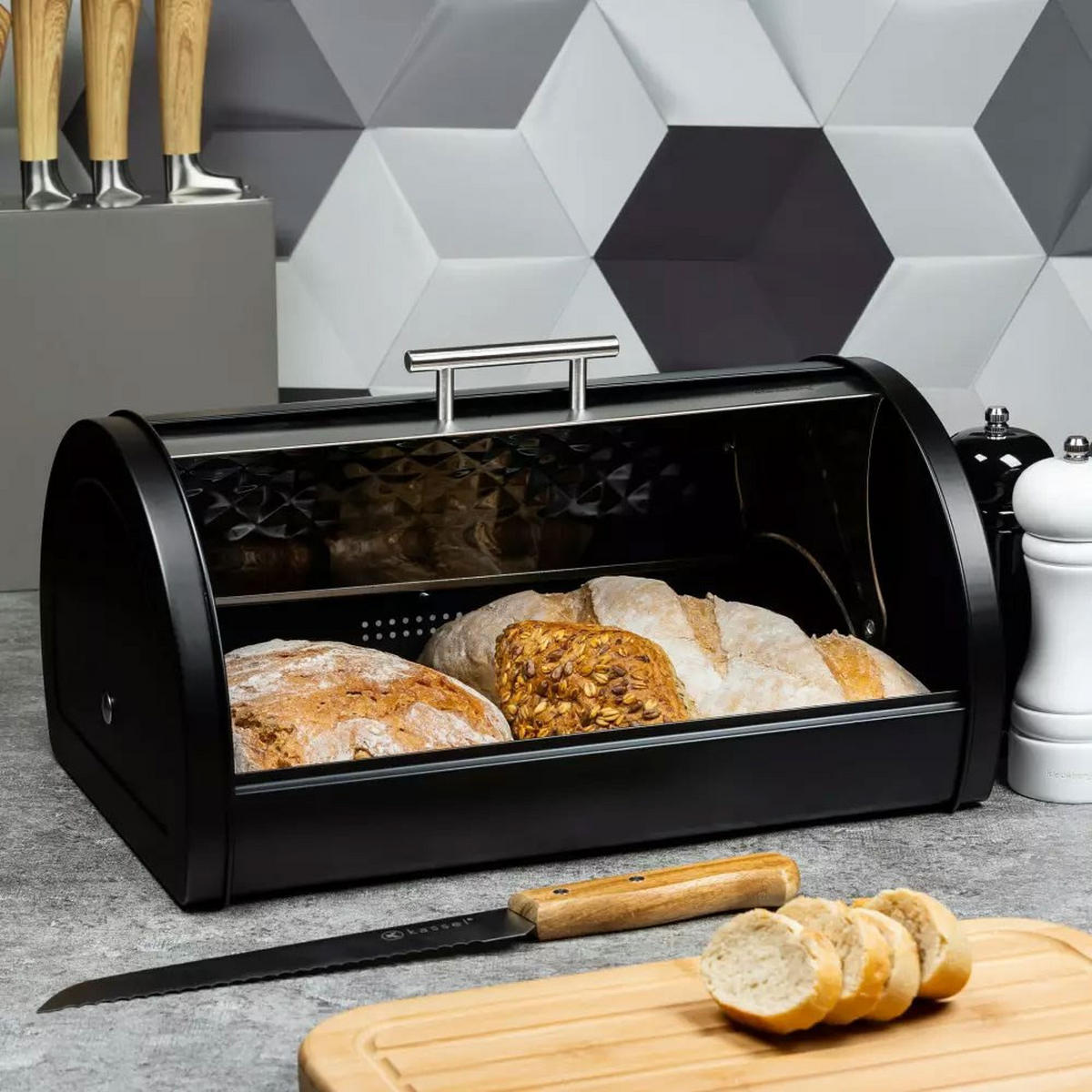 BROTKASTEN Silber 38/28/15.5 cm KB7454 - Silberfarben, Metall (28/15.5/38cm) - Klausberg 