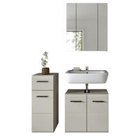 BADMÖBEL-SET Kaschmir 105 cm 3-teilig, Komplettset in modernem Design - Kaschmir/Schwarz, Glas/Holzwerkstoff (105/185/30cm) - Inn.Furn