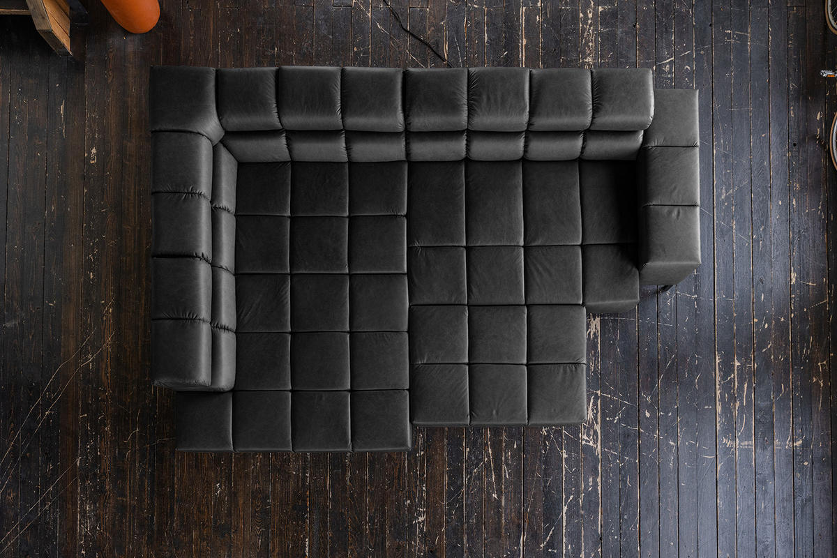 ECKSOFA NELSON Schwarz Leder Relaxfunktion - Schwarz, Leder/Metall (321/216cm) - KAWOLA