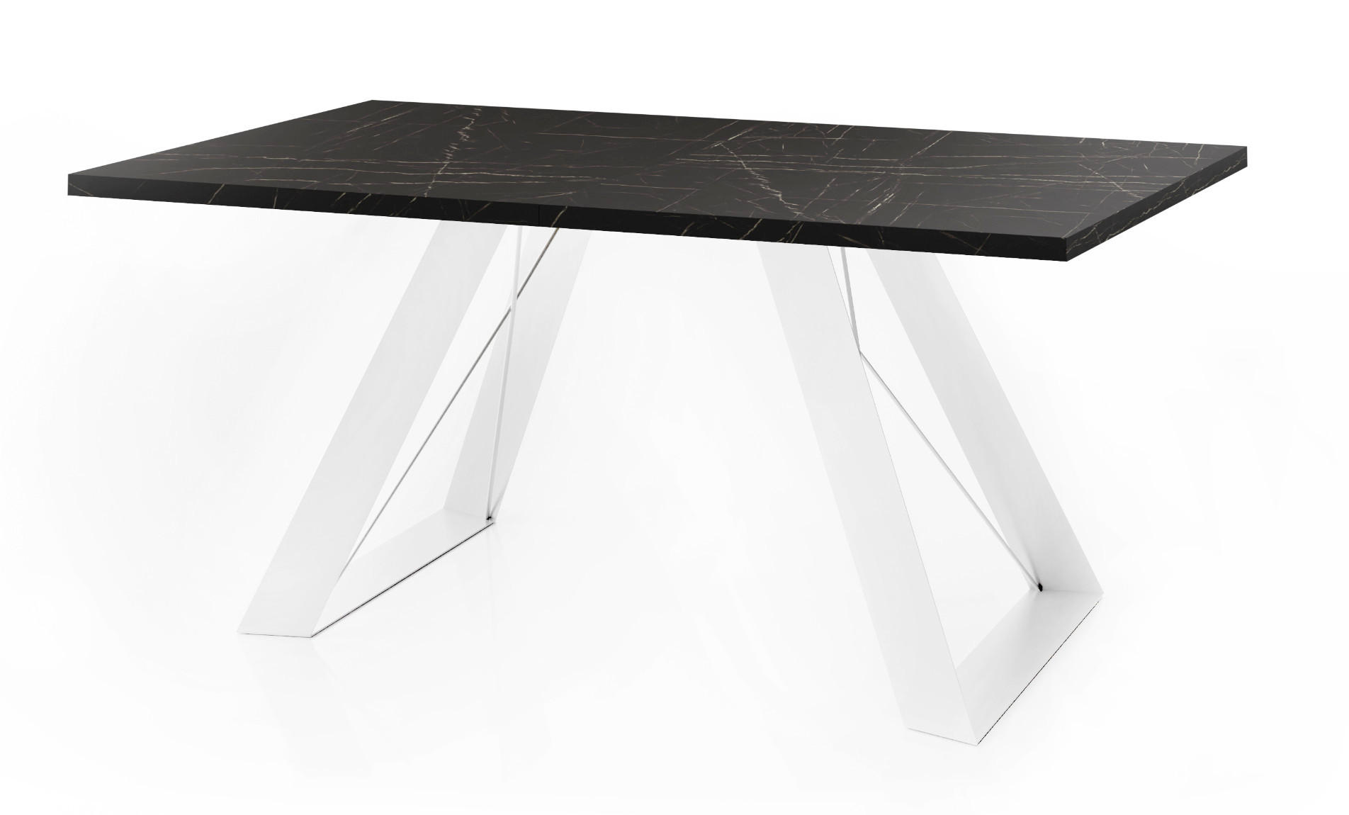 ESSTISCH Colter Weiß rechteckig ausziehbar, Marmor Schwarz 140-240/80/76 cm - Anthrazit/Weiß, Holzwerkstoff/Metall (140/80/76cm) - WFL GROUP