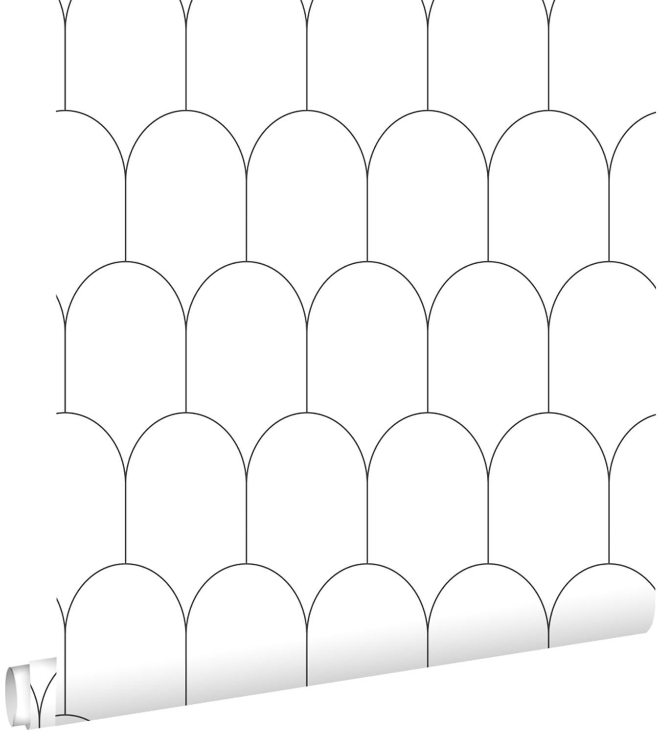 TAPETE Art Decó Muster 53 cm x 10.05 m - Weiß, Papier (53/1000cm) - ESTAhome