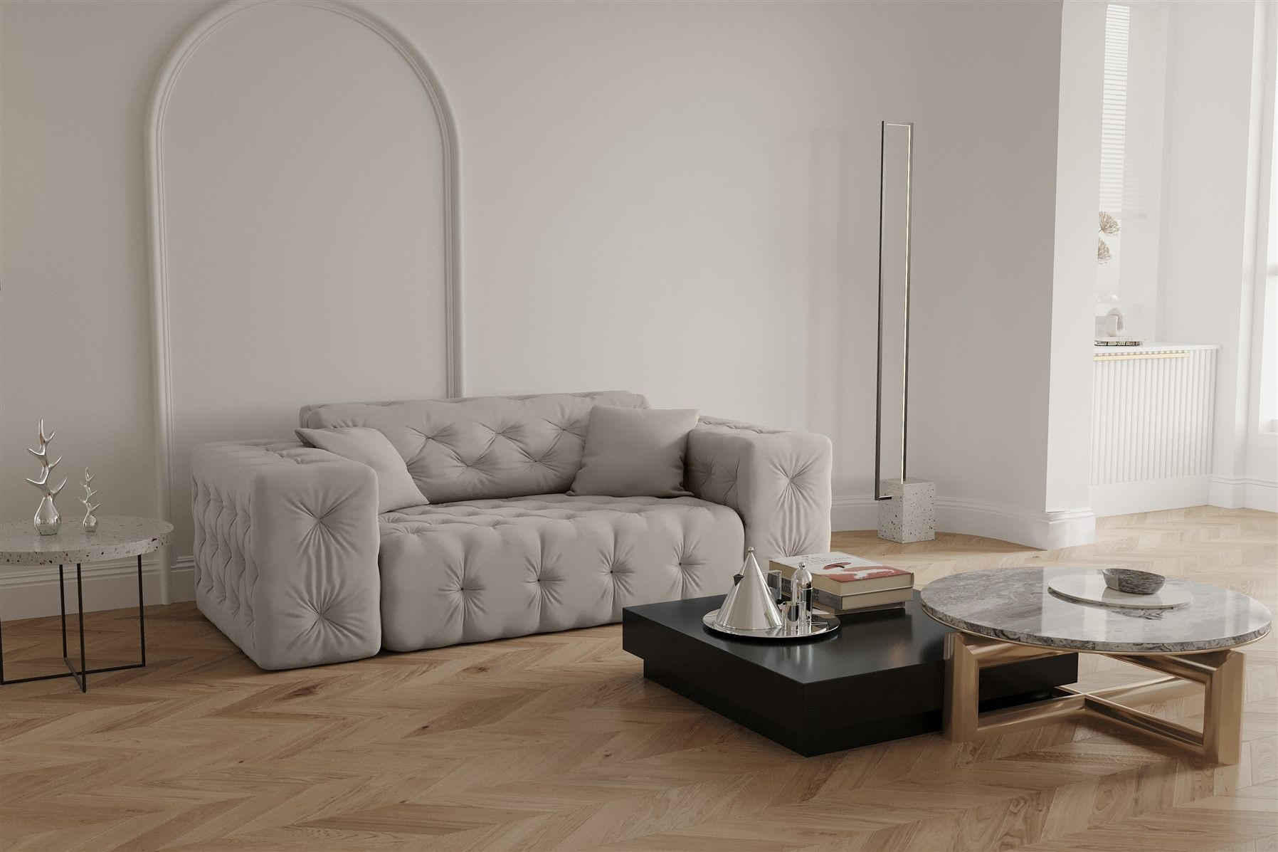 SOFA 2-sitzer Chantal - Creme, Holzwerkstoff/Textil (186/78/96cm) - Fun Möbel