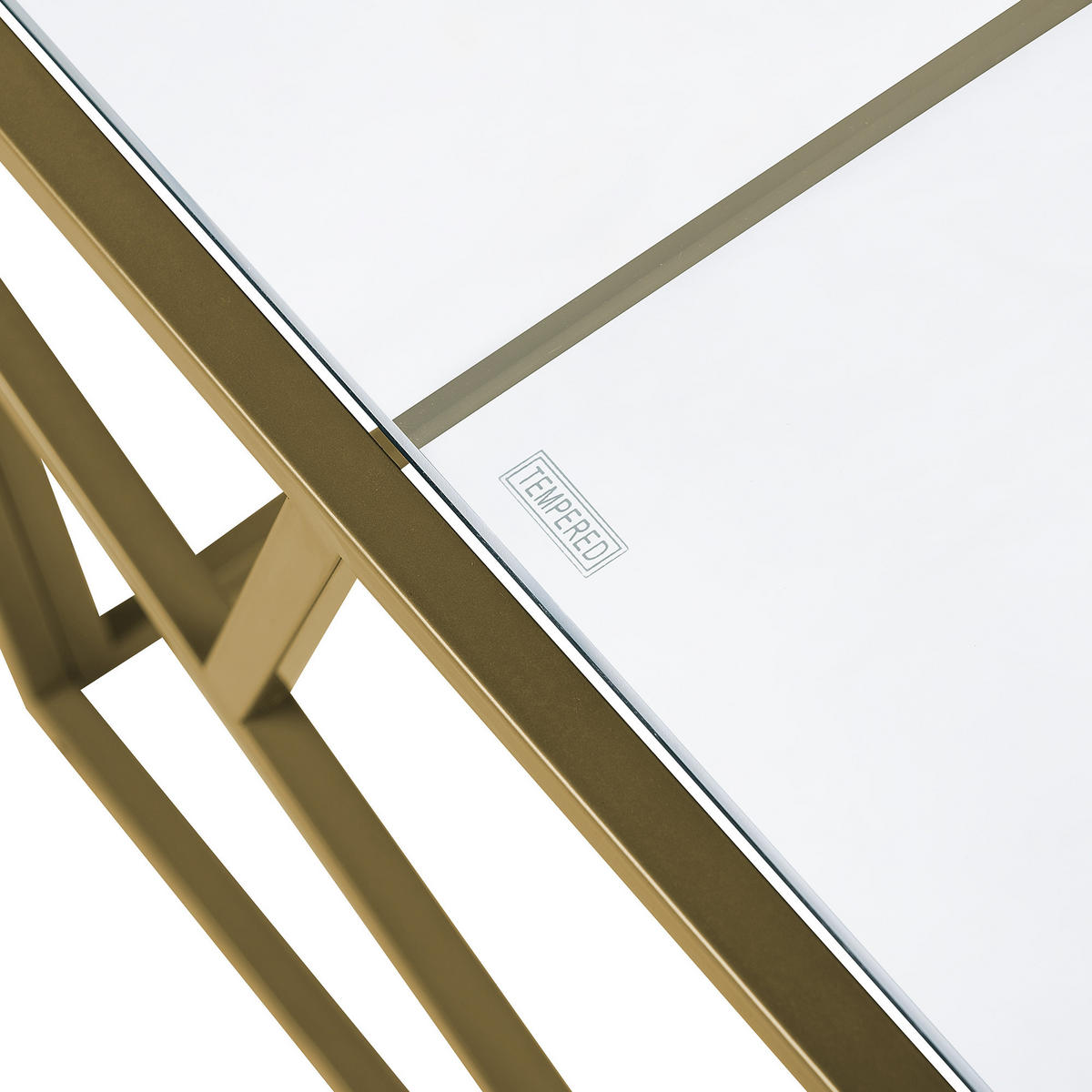 COUCHTISCH Glas gold rechteckig 50/100 cm Orland - Goldfarben, Glas (50/100/45cm) - Beliani