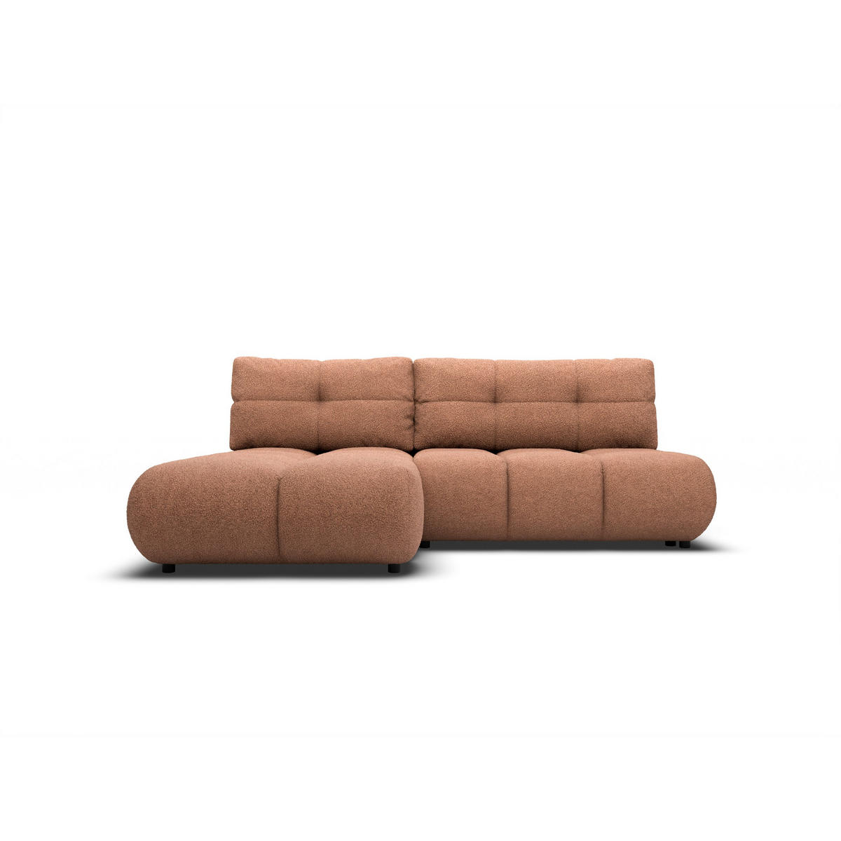 ECKSOFA CORSO L-S Orange Boucle-Stoff mit Schlaffunktion - Orange, Holz (230/177cm) - MASSENO