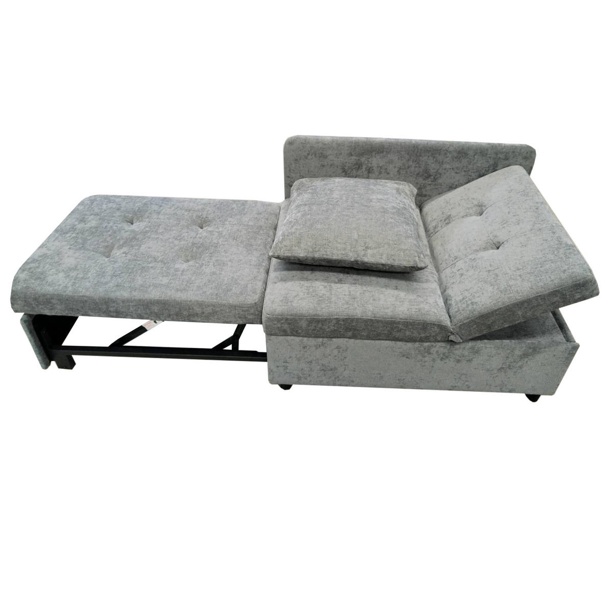 SCHLAFSOFA 3-in-1 Leinen mit 5-fach verstellbarer Rückenlehne Grau 177/68/65 cm - Grau, Textil (68/65/177cm) - Redom