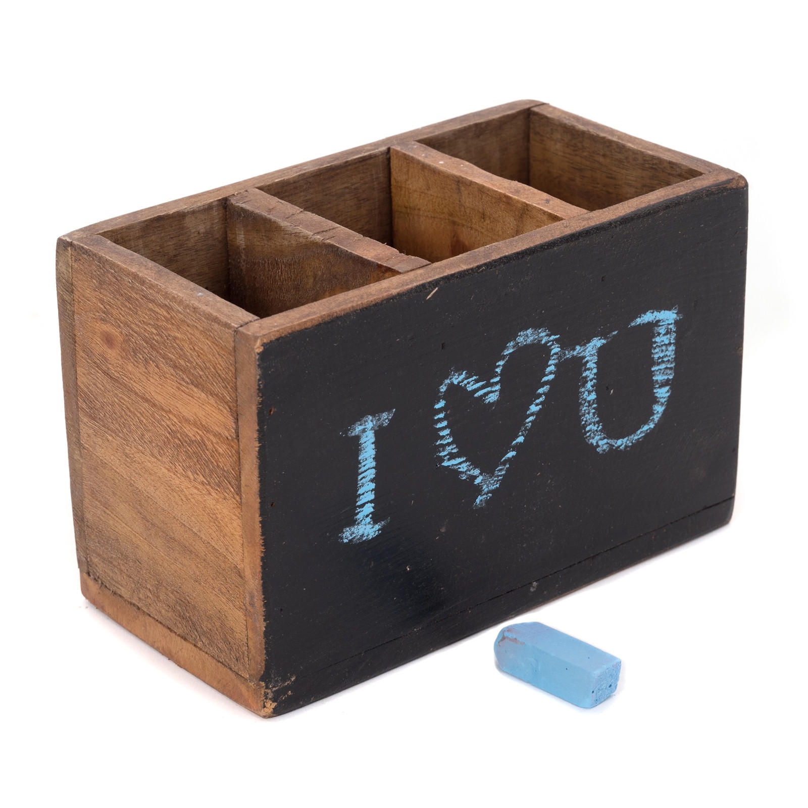 STIFTEHALTERBOX Organize Mahagoni Holz, mit beschreibbarer Tafel naturfarben - Naturfarben, Holz (19/10/12cm) - DESIGN DELIGHTS