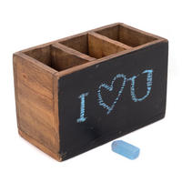 STIFTEHALTERBOX Organize Mahagoni Holz, mit beschreibbarer Tafel naturfarben - Naturfarben, Holz (19/10/12cm) - DESIGN DELIGHTS