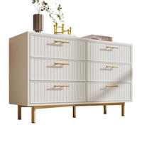 KOMMODE in Weiß Sideboard mit 6 Schubladen für Wohnzimmer und Schlafzimmer, B120/T40/H75 cm - Goldfarben/Weiß, Holzwerkstoff/Metall (120/75/40cm) - STILVORA