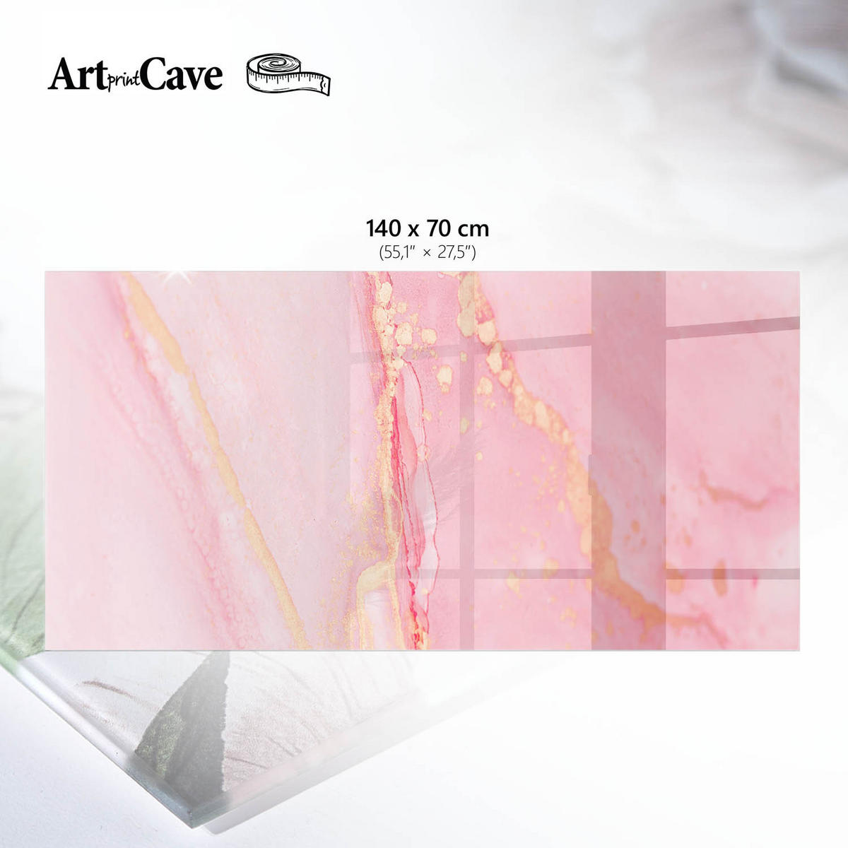 TISCHPLATTE 140x70 cm – Rosa Abstraktion - Beige, Glas (0.4/140/70cm) - Wallfluent