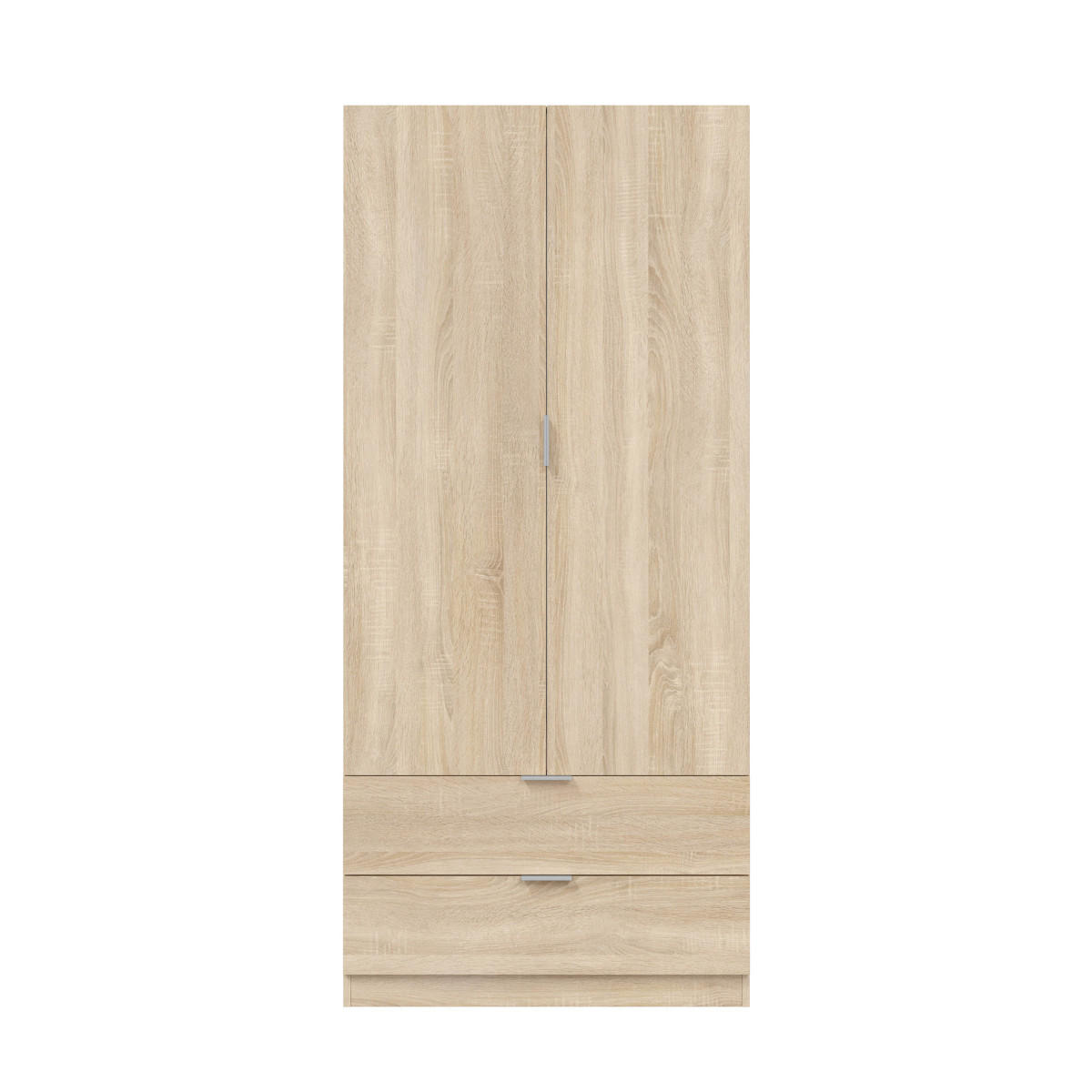 SCHRANK 2 Türen 2 Schubladen 81,2/180/52 cm - Eichefarben, Holzwerkstoff (81.2/180/51cm) - Calicosy