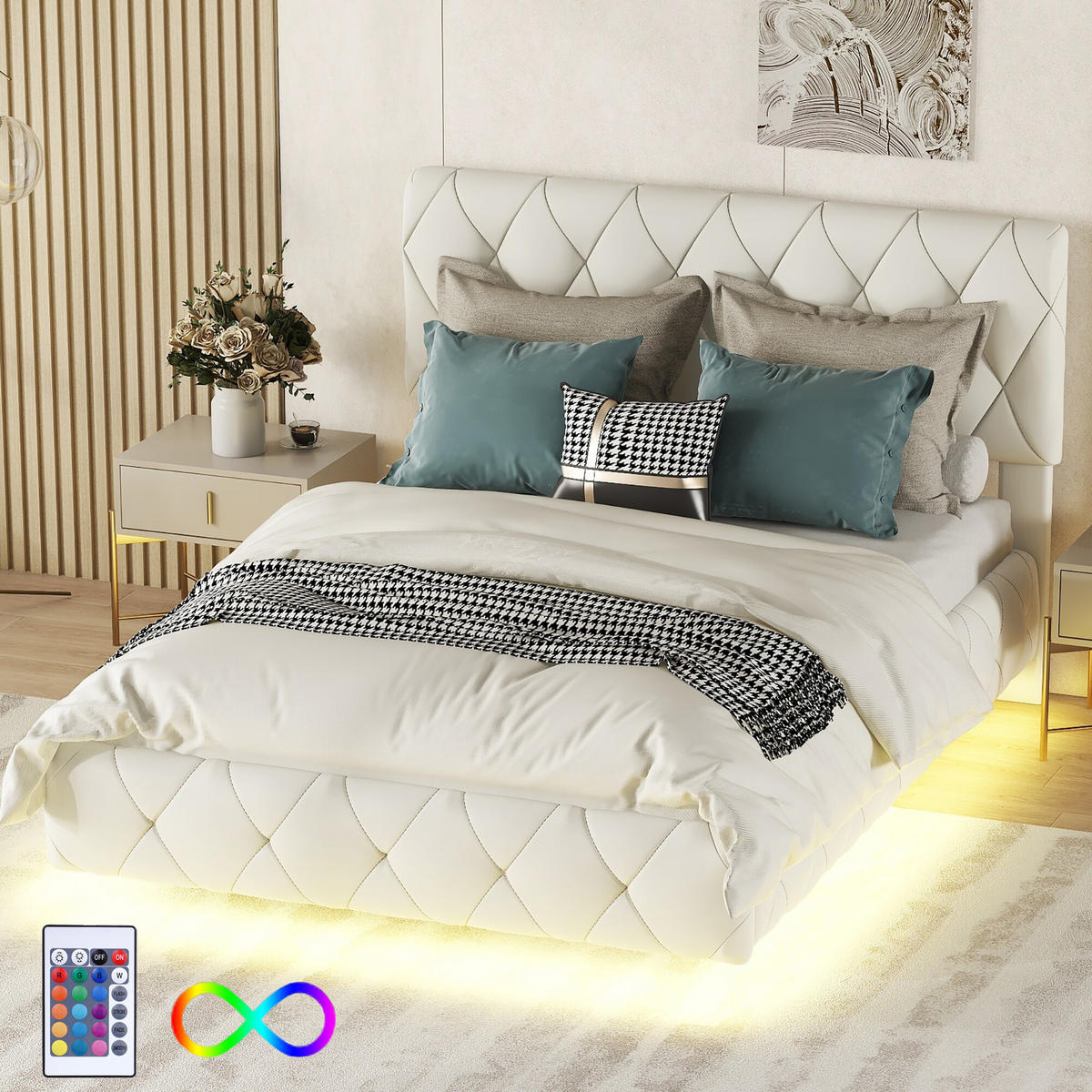 CANAPEA LAZY cu aspect de blană de teddy și scaun, moale și ergonomic - bej, compozit lemnos/metal - Urban Meuble