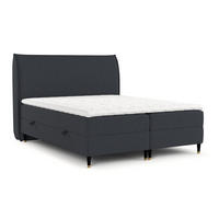 BOXBETT Melba Schwarz 180/200 cm mit Bonellmatratze - Schwarz, Holz/Holzwerkstoff (180/200cm) - Maison de Reve