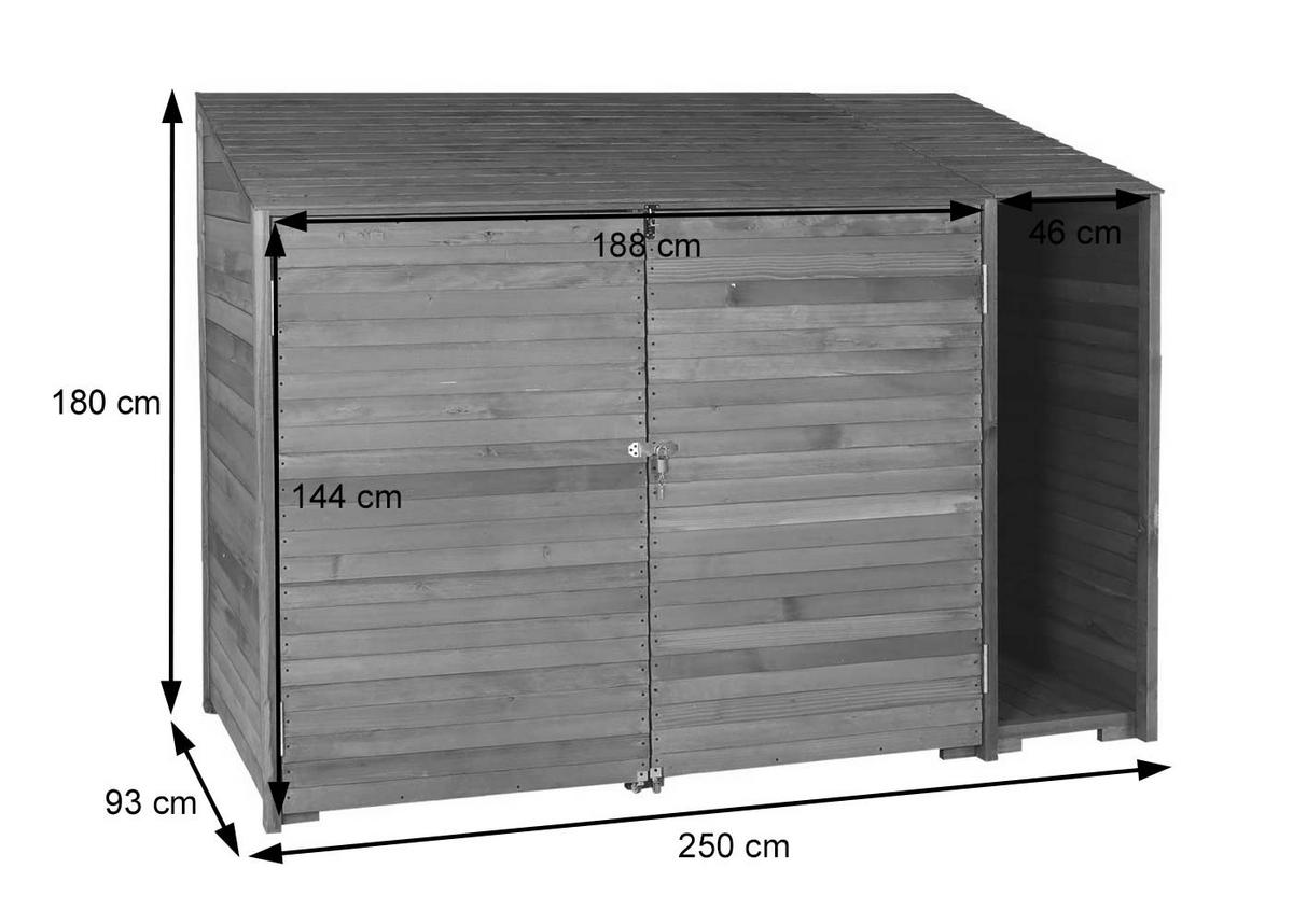 GERÄTESCHUPPEN Anthrazit - Anthrazit, Holz (250/180/93cm) - MCW