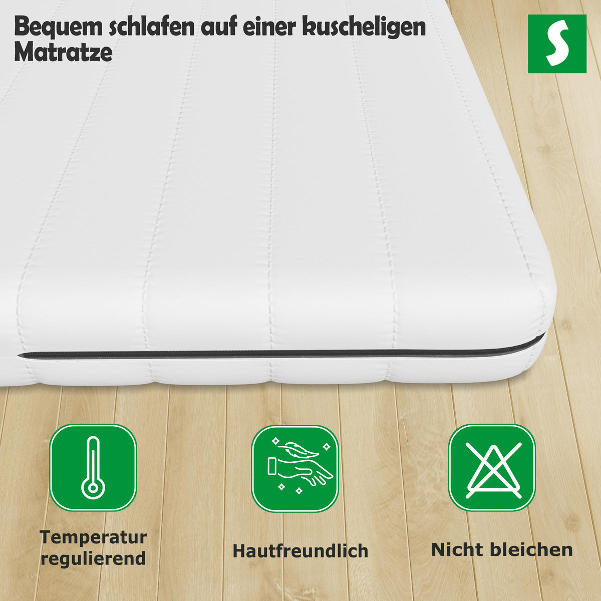 MATRATZE – 140/200 cm, 13 cm Höhe, 7 Zonen, Kaltschaumkern - Weiß, Textil (140/200cm) - Schlaftroll