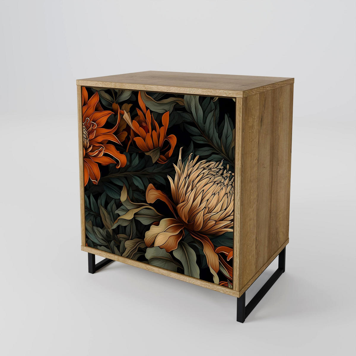 SIDEBOARD DAWN BLOOM, Eichefarben, 57,5x42x75,5 cm, Goldfarbene Metallfüße - Eichefarben/Goldfarben, Holzwerkstoff/Metall (57.5/75.5/42cm) - SpaceRebels