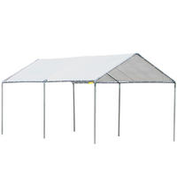 CARPORT DE-12767 600/300 cm 170 g/m² wasserdicht mit Doppeldach Weiß - Weiß, Kunststoff (595/260/290cm) - ComfortXL