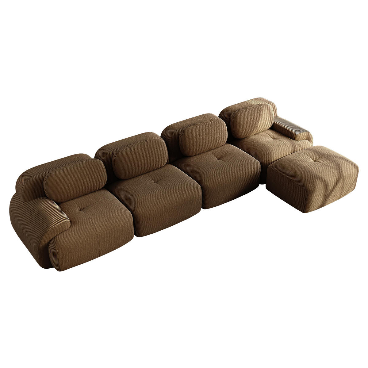 ECKSOFA 388/178/70 cm Braun Cord mit extra-breiten Armlehnen, Rahmenloses - Braun, Textil (388/178cm) - Oxeza