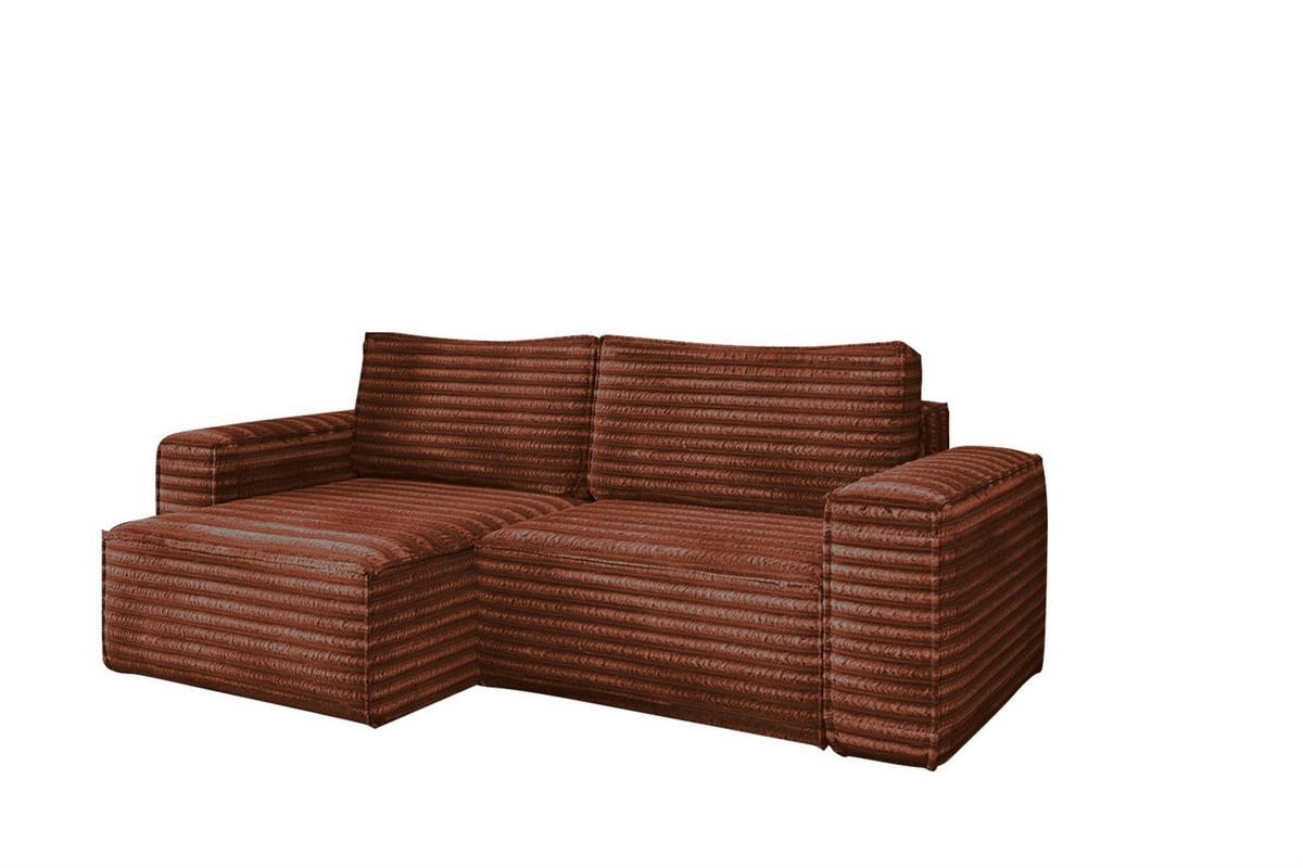 ECKSOFA Schlafsofa Madlen - Rotbraun, Holzwerkstoff/Textil (248/140cm) - Fun Möbel