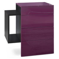 NACHTTISCH Queens Front in Brombeer Hochglanz - Brombeere, Holzwerkstoff (60/63/36cm) - Vladon