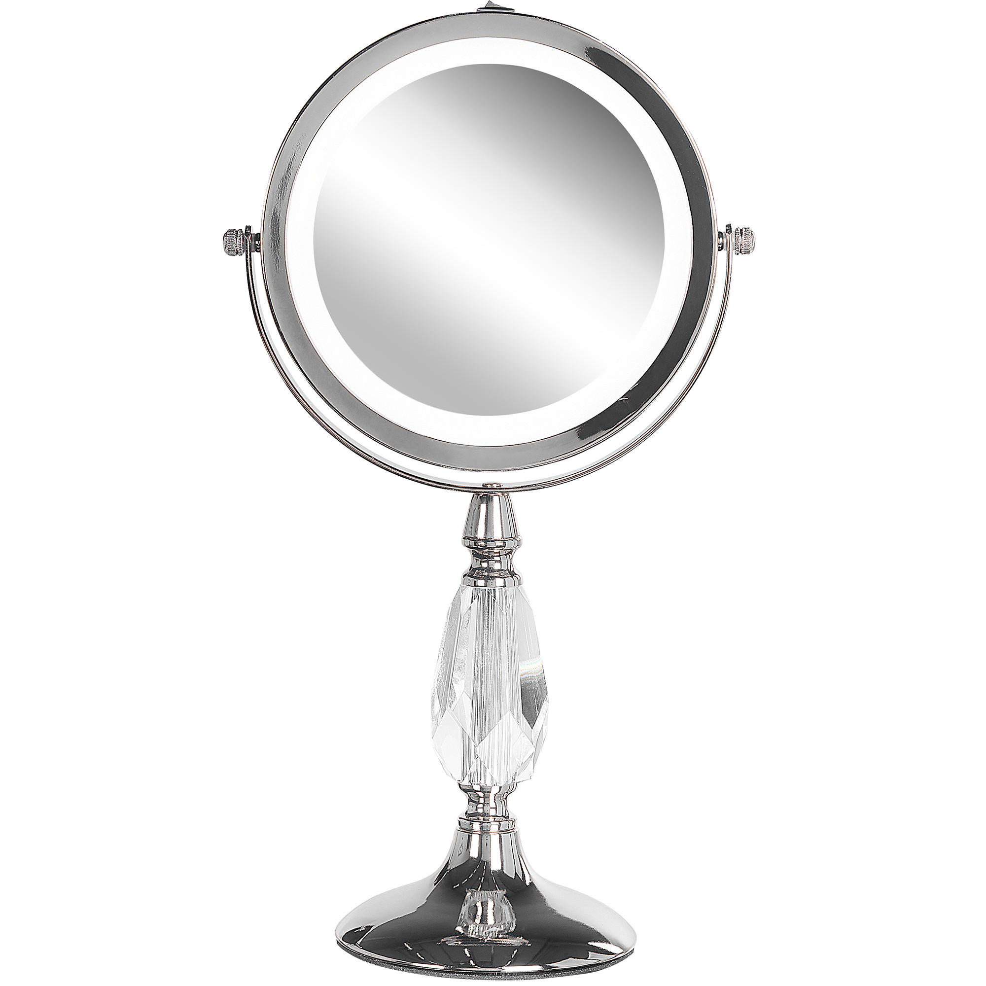 KOSMETIKSPIEGEL silber mit LED-Beleuchtung 18 cm Maury - Silberfarben, Metall (18/37/12cm) - Beliani
