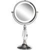 KOSMETIKSPIEGEL silber mit LED-Beleuchtung 18 cm Maury - Silberfarben, Metall (18/37/12cm) - Beliani