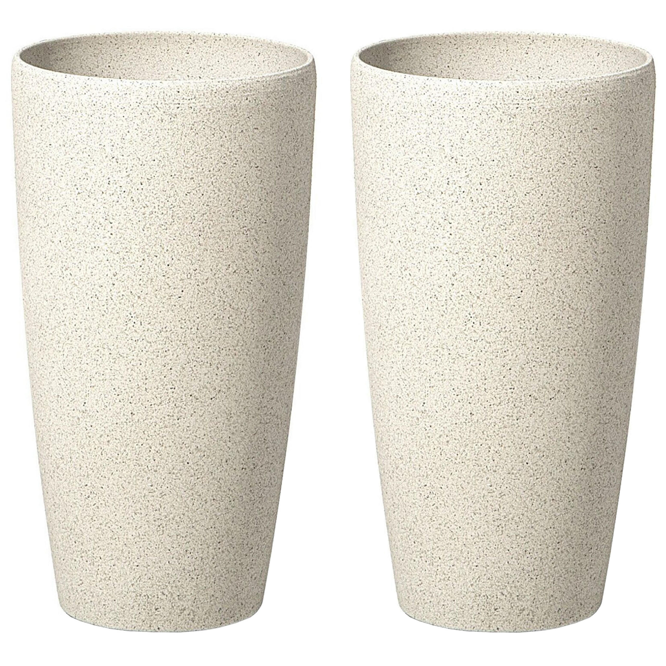 Beliani KVĚTINÁČ sada 2 ks světle béžový kulatý 23/23/42 cm Abdera