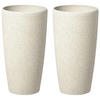 BLUMENTOPF 2er-Set hellbeige rund 23/23/42 cm Abdera - Beige, Stein (42cm) - Beliani
