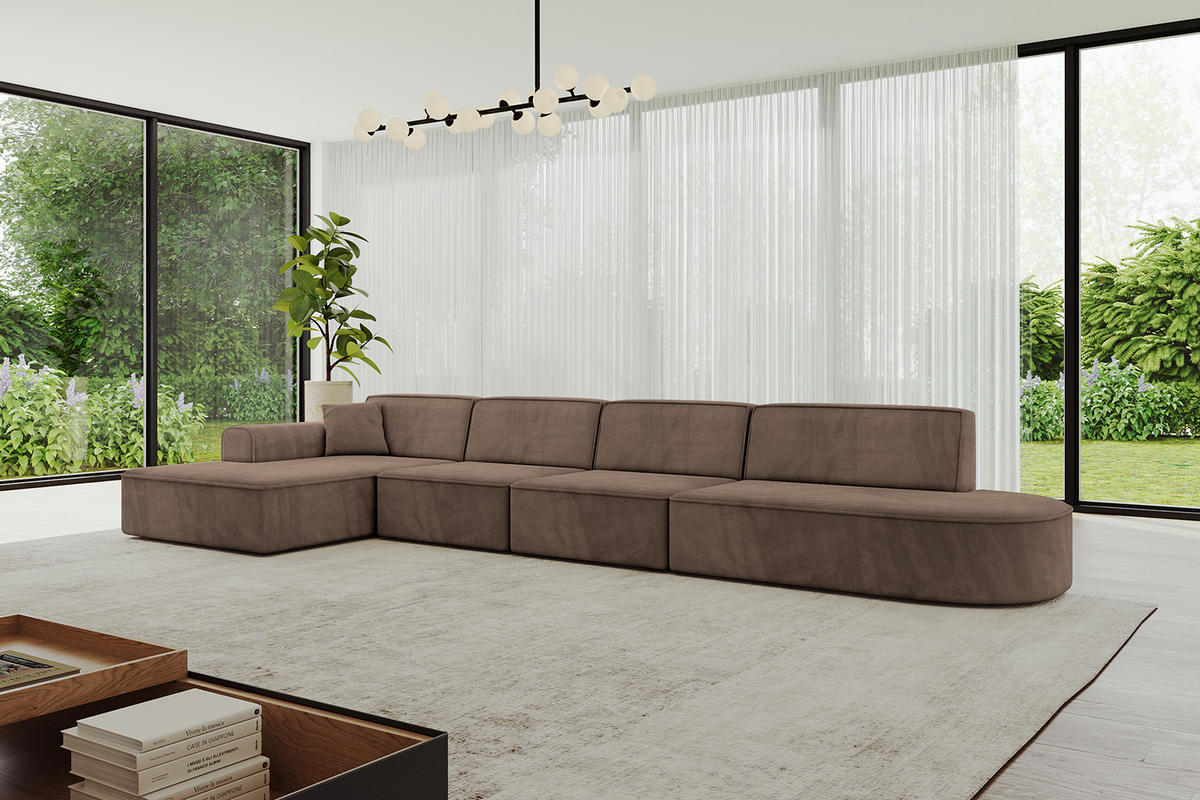 ECKSOFA Ottomane Links IREA-L3-v3 - 412x165x77 cm Braun - Braun, Holzwerkstoff/Textil (412/165cm) - ALTDECOR
