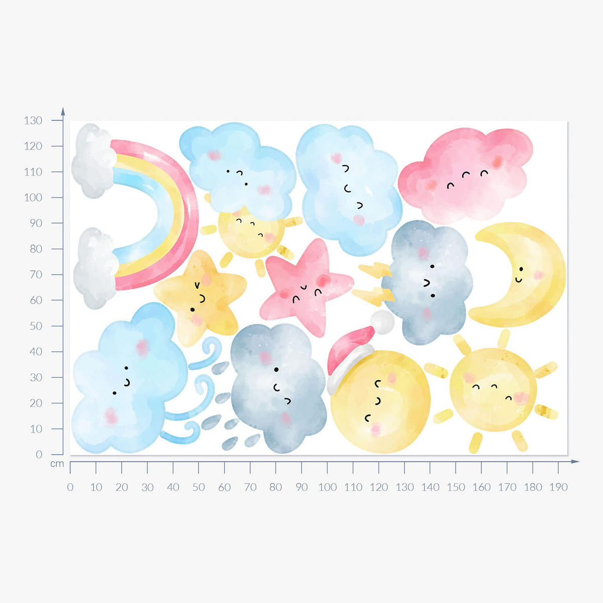 WANDAUFKLEBER 130x193cm - Natur-Pastellelemente - Multicolor, Kunststoff (130/193/0.1cm) - Wallfluent