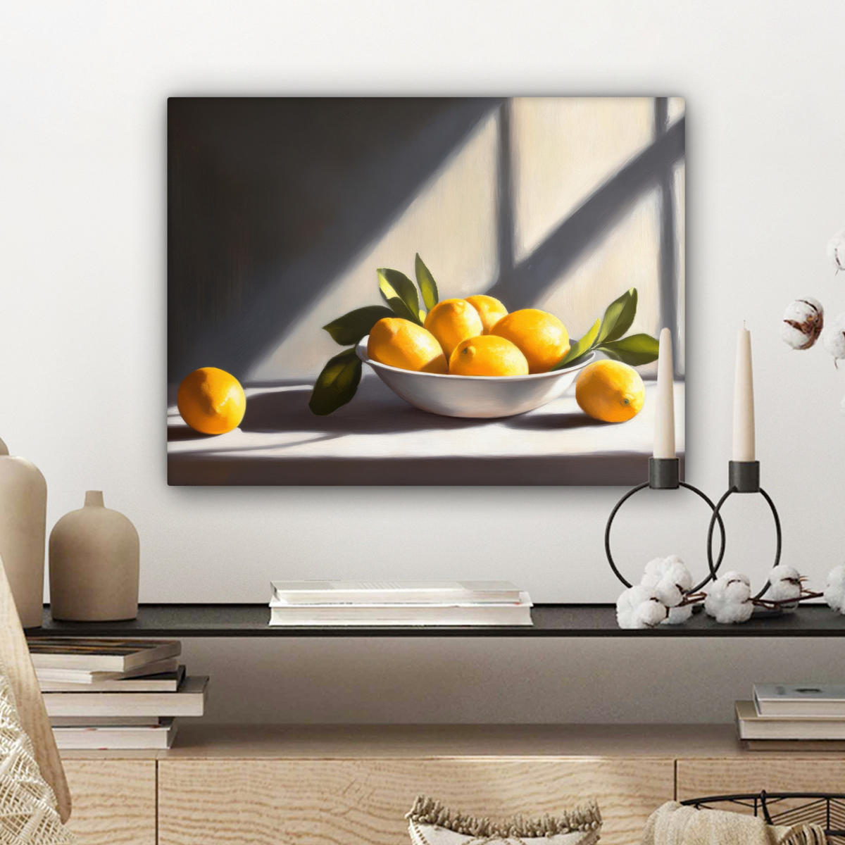 LEINWANDBILD Zitronen - Stilleben - Gelb Wandbild 40x30 cm - Gelb, Textil (40/30cm) - MuchoWow