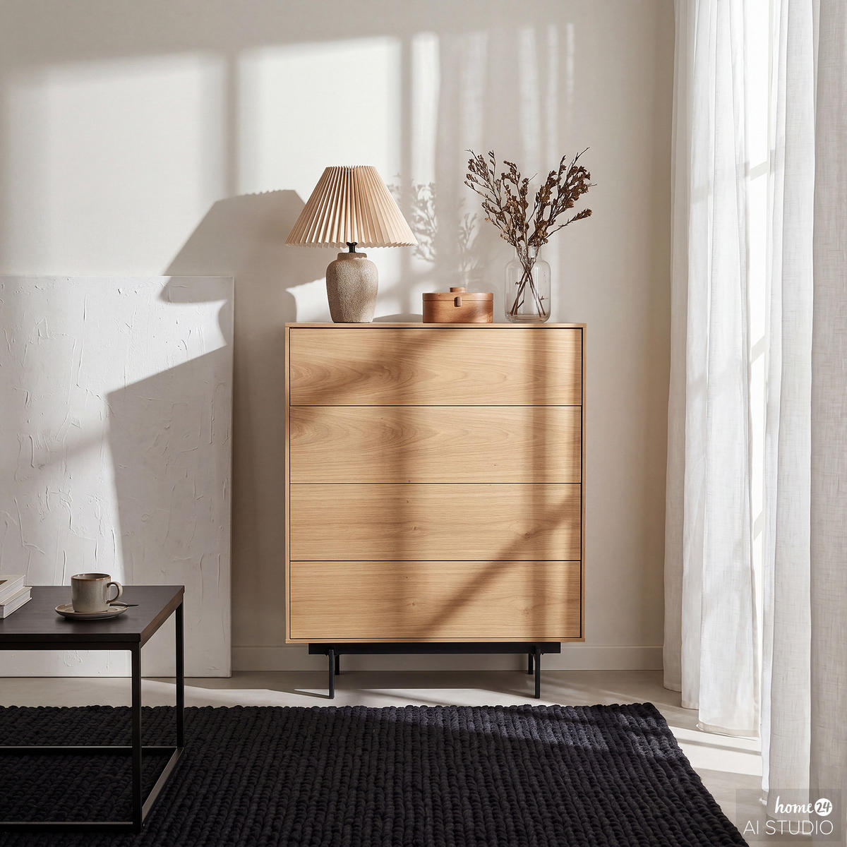 FURNIERTE KOMMODE - Eichefarben, Holzwerkstoff/Metall (80/100/40cm) - home24