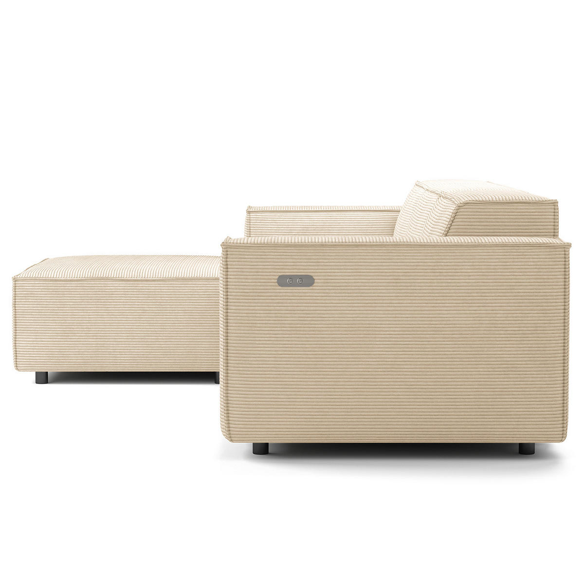 ECKSOFA mit Longchair - Beige/Schwarz, Kunststoff/Textil (260/177cm) - home24