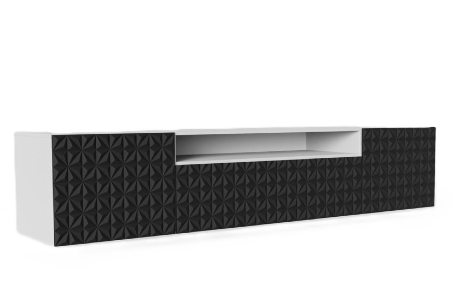 TV-SCHRANK Schwarz ALI Hängend Mit Dekorativen Fronten 200 cm - Schwarz/Weiß, Holzwerkstoff (200/40/41cm) - Sepro Meble