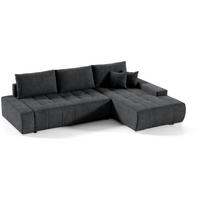 ECKSCHLAFSOFA Draco L Anthrazit - Anthrazit/Schwarz, Textil/Metall (267/186cm) - Beautysofa