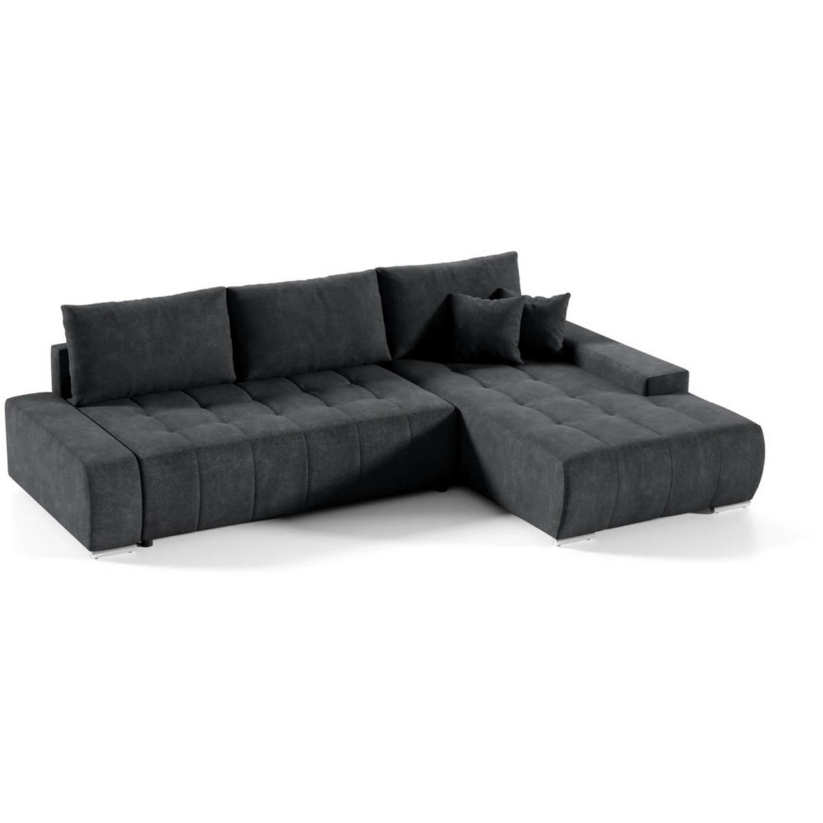 ECKSCHLAFSOFA Draco L Anthrazit - Anthrazit/Schwarz, Textil/Metall (267/186cm) - Beautysofa