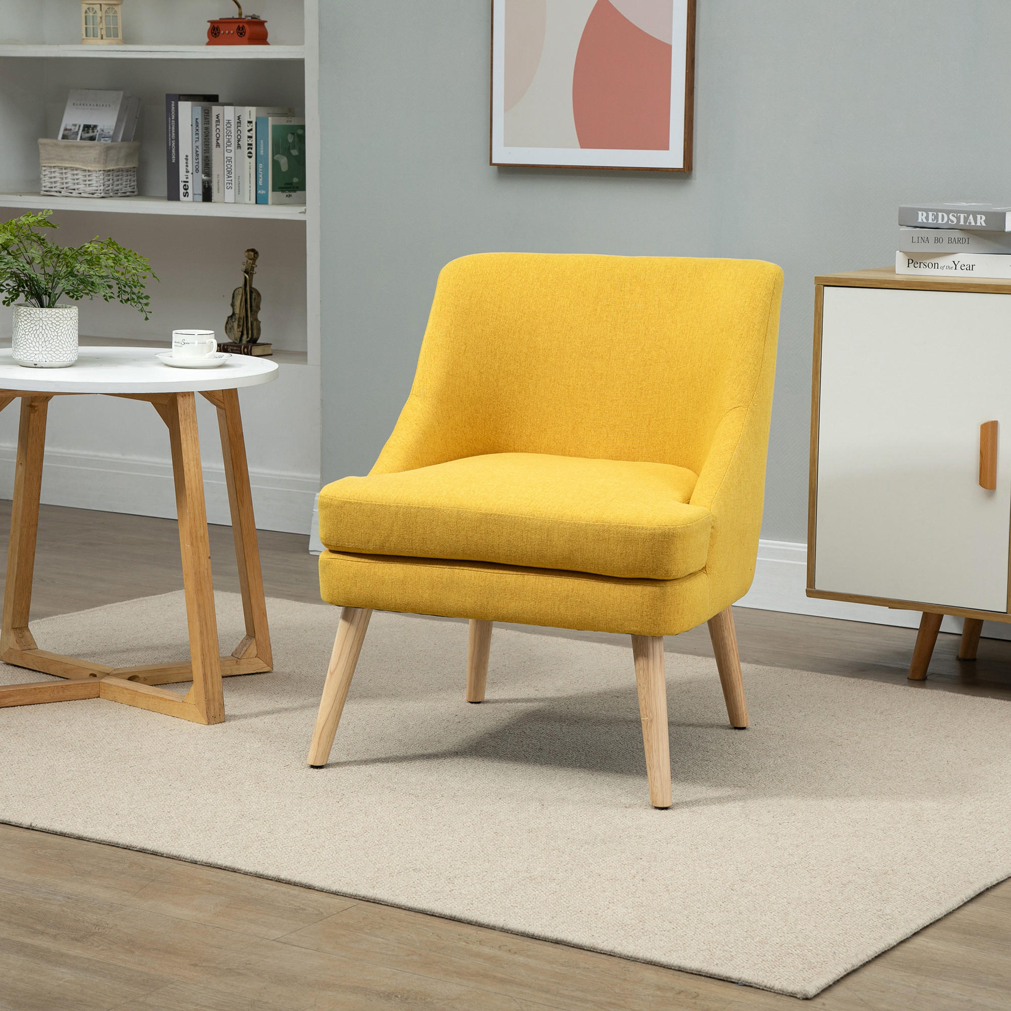 Thumbnail - Homcom Esszimmerstuhl, Gelb, Kunststoff, 69x79.5x63 cm, Wohnzimmer, Sessel, Polstersessel