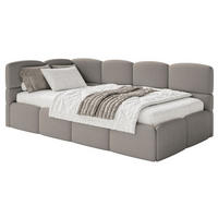 JUGENDBETT Cloudy links mit Matratze Bouclé Grau - Grau, Kunststoff/Textil (90/200cm) - Selsey