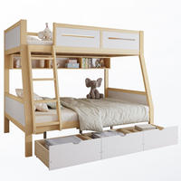 ETAGENBETT 90/200 & 120/200 cm Weiß/Natur mit 3 Schubladen und Bilderbuchständer - Weiß, Holz (90/200cm) - Flora Grace