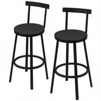 BARHOCKER 2er-Set Schwarz mit Rückenlehne und Fußstütze - Schwarz, Holzwerkstoff (51.5/89/51.5cm) - PANGIVO