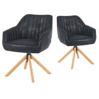 ARMLEHNSTUHL Mika-Luis 2er-Set - Honigeiche/Schwarz, Eichenholz/Holz (60/82/61cm) - DUBI Möbel